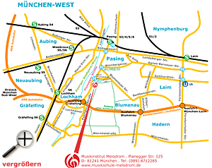 Lageplan/Wege - MUSIKSCHULE MUSIKINSTITUT MELODROM M&uuml;nchen-Pasing